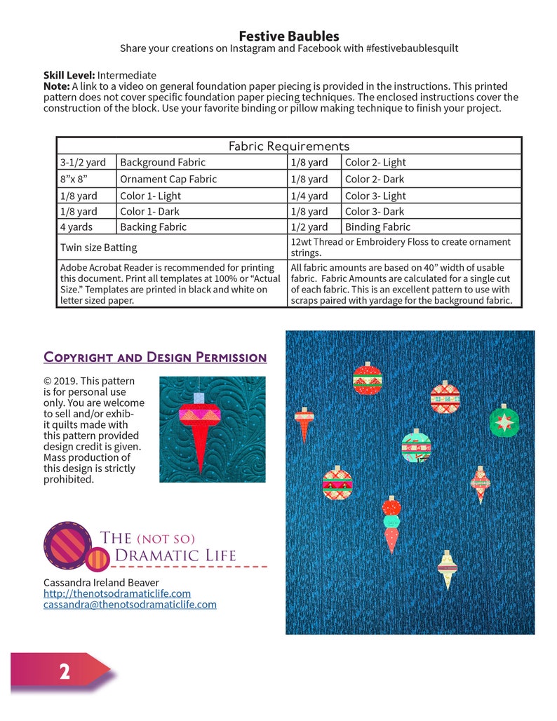 Festive Baubles PDF Quilt Pattern image 2