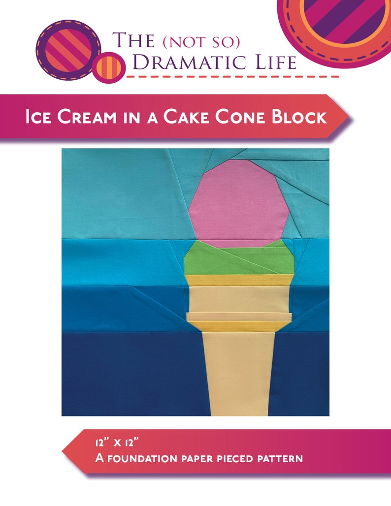 Ice Cream in a Cake Cone PDF Pattern Foundation Paper Pieced image 2