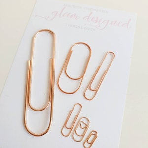 Set of 6 Paperclips Rose Gold - Stationary, Paper Clip, Planner