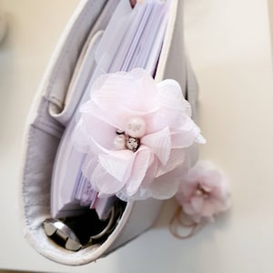 Planner Charm with beautiful light pink Flower, Pearl and Rhinestones