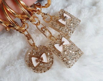 Golden Planner Accessories Keychain Glitter Bow