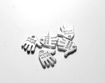 Tag "Handmade" silver color for a handmade project - set of 10