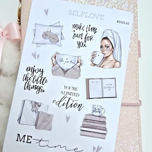 Selflove - Hoja de calcomanías n.° 2025.65 de alta calidad, perfecta para agendas, diarios, TN o simplemente para decorar cartas, notas y más.