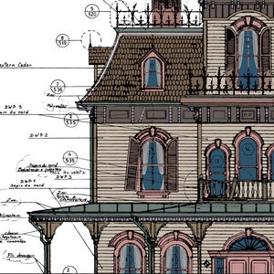 Disneyland Paris Phantom Manor Haunted Mansion Colored Blueprint image 9