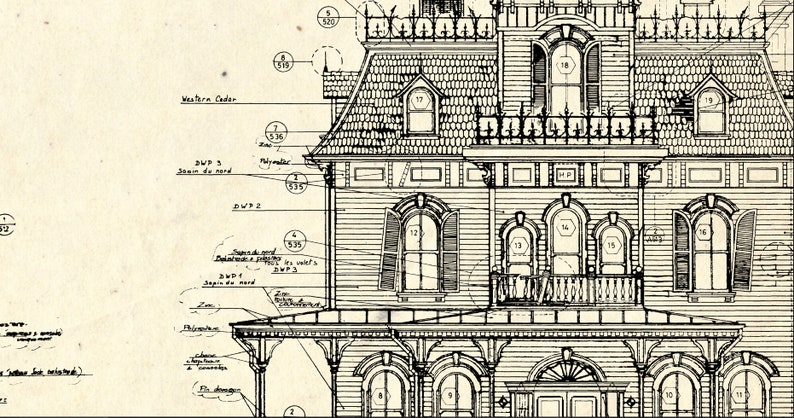 Disneyland Paris Phantom Manor Haunted Mansion Colored Blueprint image 7