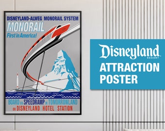 Disneyland Vintage Attraction Poster - 1959 Tomorrowland Monorail