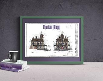 Disneyland Paris - Phantom Manor - Haunted Mansion Colored Blueprint