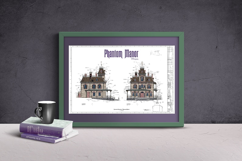 Disneyland Paris - Phantom Manor - Haunted Mansion Colored Blueprint