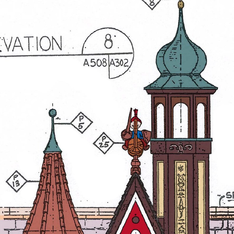 Disneyland Fantasyland Pinocchio's Daring Journey Colored Blueprint image 4