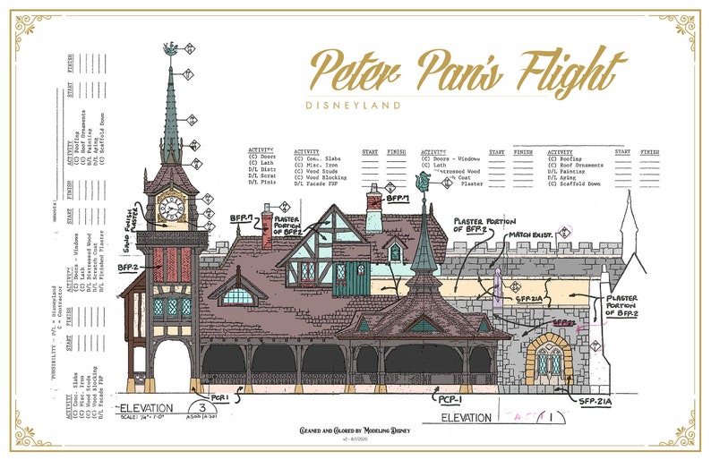 Disneyland Peter Pan's Flight Blueprint Digital image 1