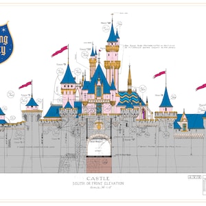 Disneyland Sleeping Beauty Castle Front Elevation Digital Download image 1