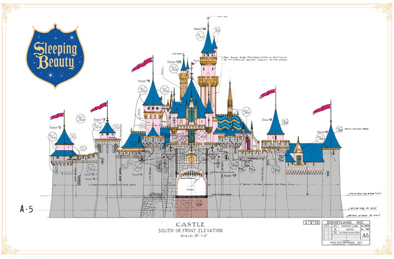 Disneyland Sleeping Beauty Castle Front Elevation Digital Download image 1