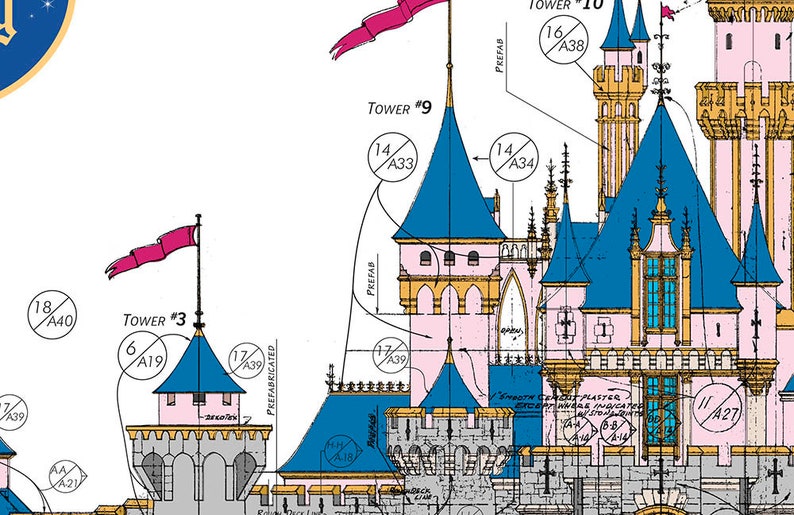 Disneyland Sleeping Beauty Castle Front Elevation Digital Download image 2