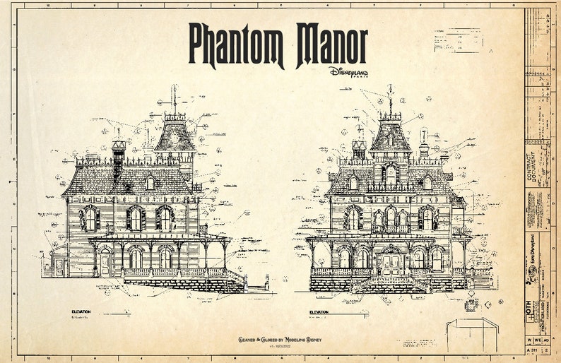 Disneyland Paris Phantom Manor Haunted Mansion Colored Blueprint image 6