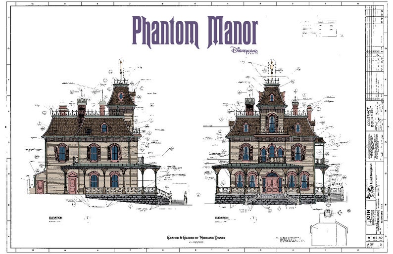 Disneyland Paris Phantom Manor Haunted Mansion Colored Blueprint image 8