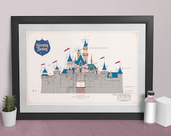 Disneyland - Sleeping Beauty Castle - Front Elevation - Colored Poster