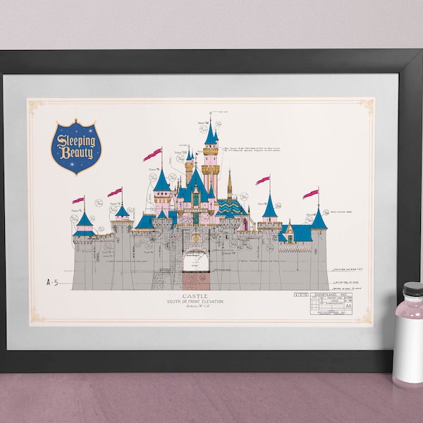 Disneyland - Sleeping Beauty Castle - Front Elevation - Colored Poster