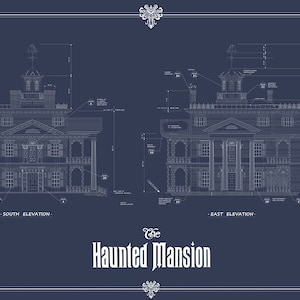 Disneyland Haunted Mansion Colored Blueprint image 2