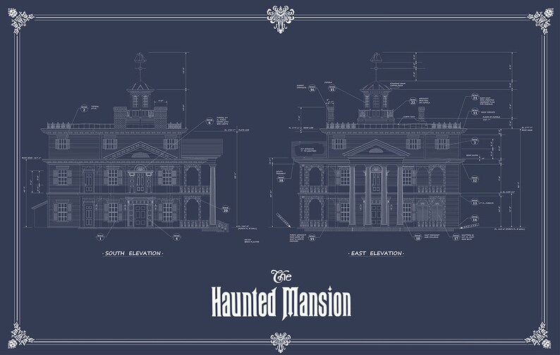 Disneyland Haunted Mansion Colored Blueprint image 2