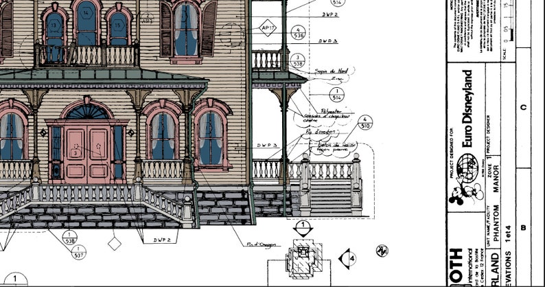 Disneyland Paris Phantom Manor Haunted Mansion Colored Blueprint image 10