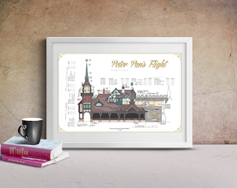 Disneyland - Peter Pan's Flight - Colorized Blueprint