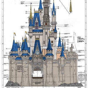 Walt Disney World Cinderella Castle Colored Blueprint image 2