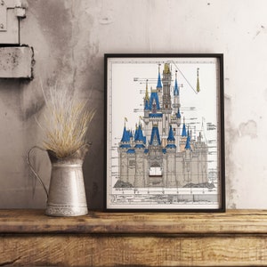 Walt Disney World Cinderella Castle Colored Blueprint image 1