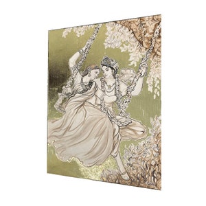 Krishna and Radha on Swing print