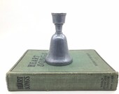 Vintage pewter bell with candlestick top, anvil pewter touch mark, unique boho decor