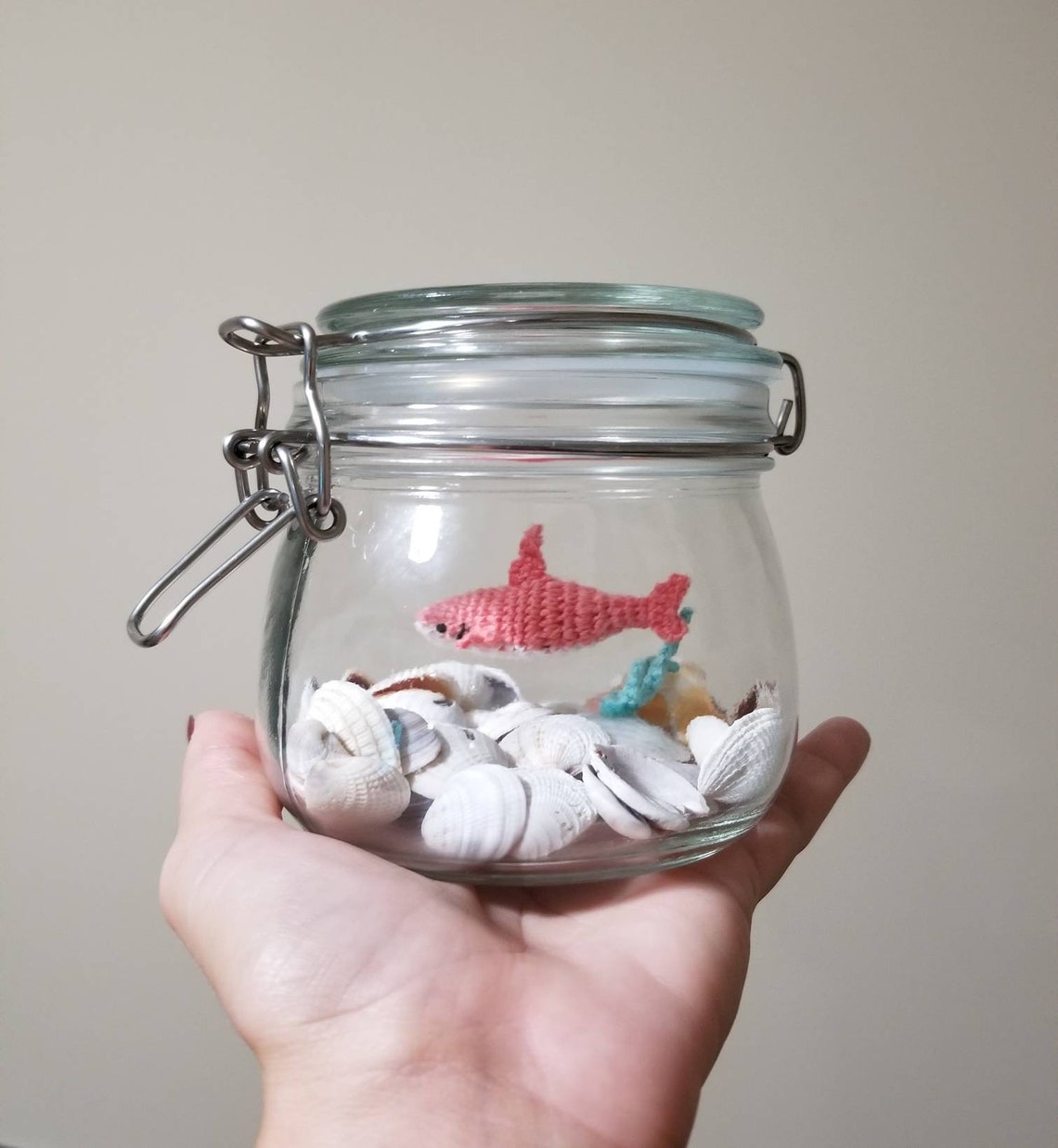 Shark in a Jar Fish Bowl Crochet Fish in a Jar Fish Decor No Etsy