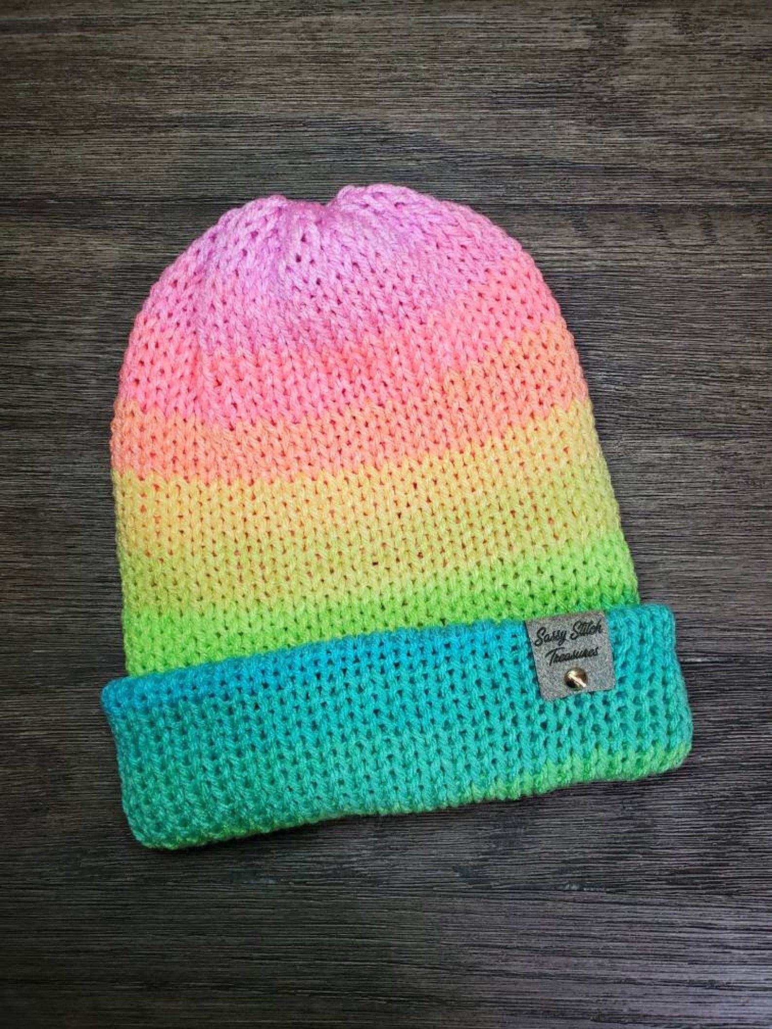 Tiktok beanie rainbow hat tiktok hat sherbet hat pom hat Etsy