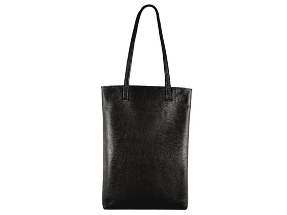 Luxe Black Leather Tote Bag, Premium Soft Pebbled Textured Leather Bag,  Genuine Leather Shoulder Bag, Basic Modern Tote Bag, Simple Elegant 