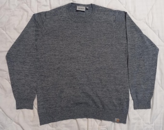 Carhartt WIP Toss Sweater Mens Medium Crewneck Pullover Knit Blue Gray Melange