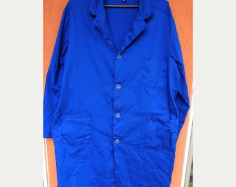 Vintage DDR Herren Laborkittel Arbeitsjacke VEB Wattana Chore Coat GDR Blau (M/L)