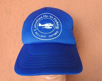 Canadian Fly-In Fishing Red Lake Ontario Trucker Mesh Cap Hat Vintage Snapback