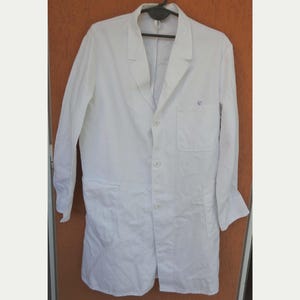 Vintage Herren Laborkittel Weiß Arbeitsjacke Chore Forglos (L)