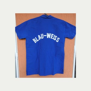 Vintage 80s German Work Chore Shirt BLAU-WEISS Sport-Scheck Munchen (M)