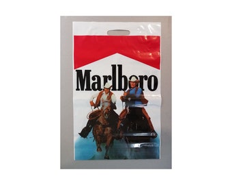 90s Marlboro Cigarettes Advertising Plastic Poly Shopping Carrier Bag 1991 Vintage New NOS