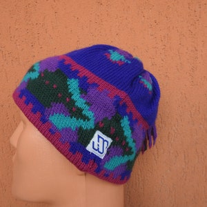 Murray Merkley Vintage Hand Knit Winter Wool Ski Hat Geometric Made in Canada