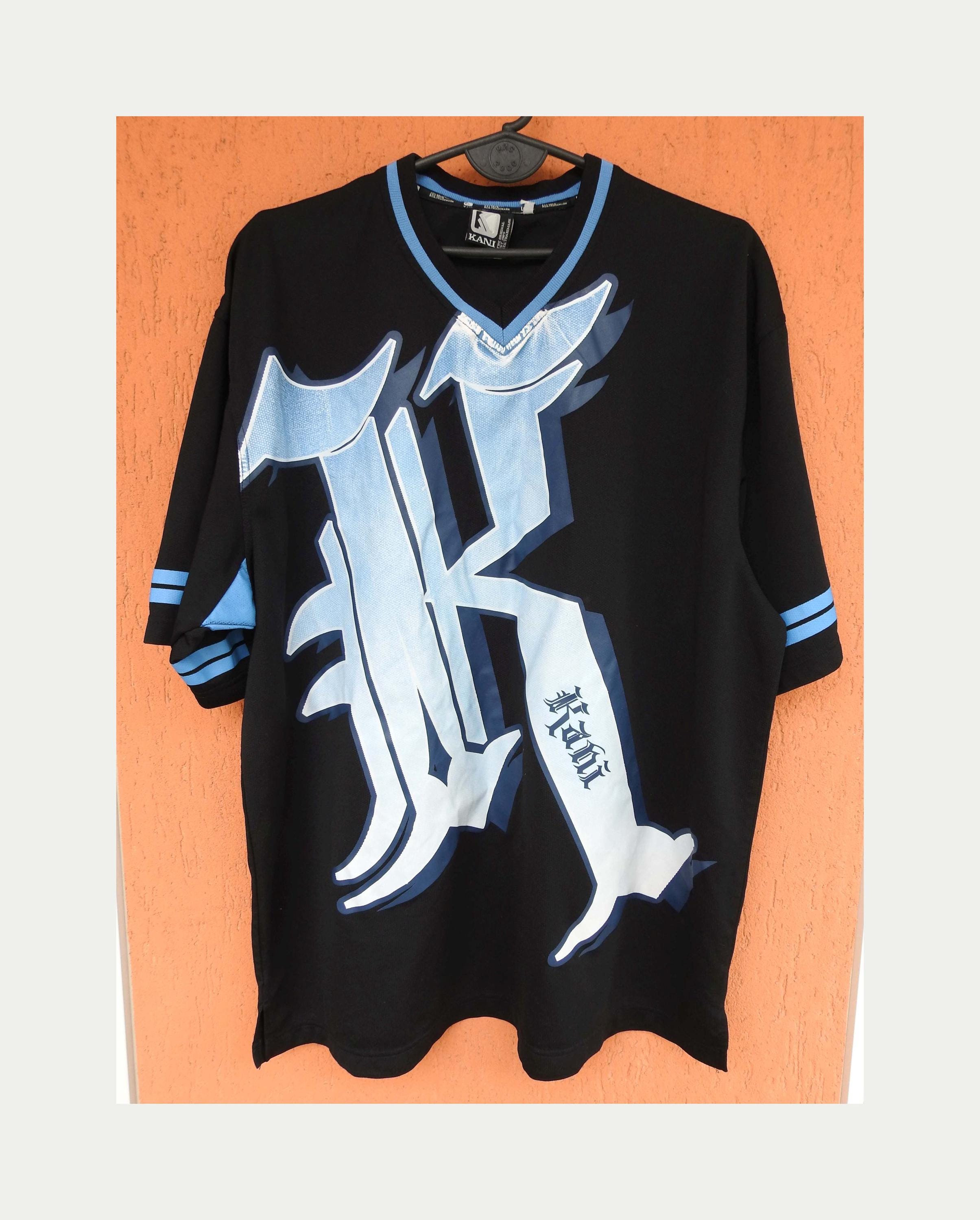 Vintage KARL KANI T-shirt Mens XXL Large Logo Mongram Black Y2K