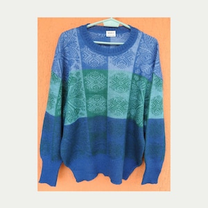 Vintage 80s Womens Kid Mohair Sweater MARZ Snowflakes Made in West Germany (M)