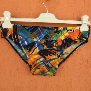 Vintage Mens Swim Briefs Medium, 80s Abstract Swimwear Geometric Bottoms