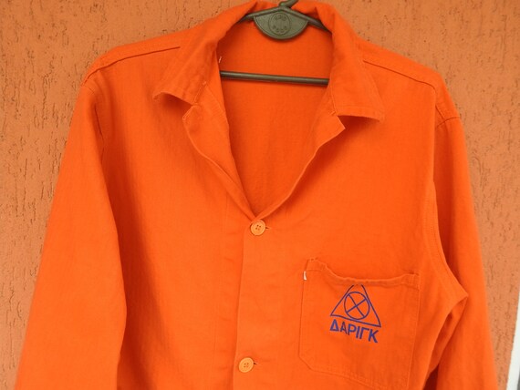 Vintage Orange Work Jacket Greek Chore Coat Workw… - image 2