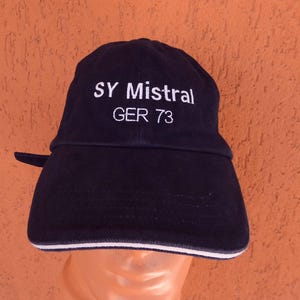 Vintage SY Mistral GER73 Baseballmütze Segelschiff Cap Verstellbarer Strapback Verschluss