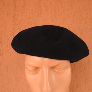 Basque Beret Codeba Black Wool Flat Hat Size 57 Vintage (S)
