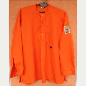 Vintage Orange Work Jacket Mens Medium Popover Smock Chore Coat Worker Wear BSR