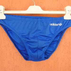 Vintage Adidas Mens Swim Briefs Bottoms Swimwear Blue W30-36&quot; (M/L)