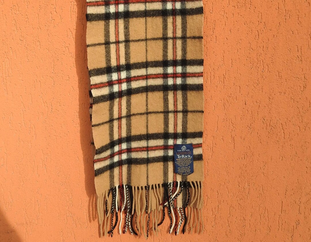 Wool Tartan Scarf Tie Rack Plaid Made in Scotland 90s Vintage 123x22 Cm ...