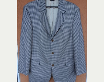 Vintage HUGO BOSS HOBBES Blazer Sport Mantel Jacke Kaschmir Wolle Hahnentritt EU52 US42
