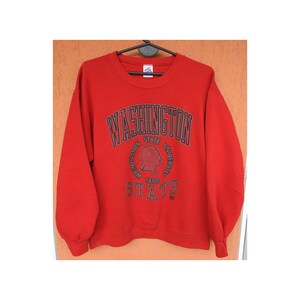 ヴィンテージ ワシントン州立大学 スウェットシャツ レッド JERZEES、アメリカ製、カレッジスウェット (M)
